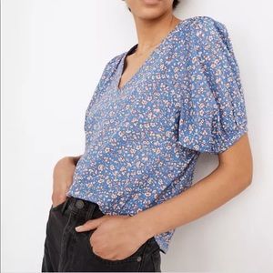 Madewell blouse, size S, blue floral.